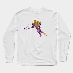 Man hockey player in watercolor Long Sleeve T-Shirt